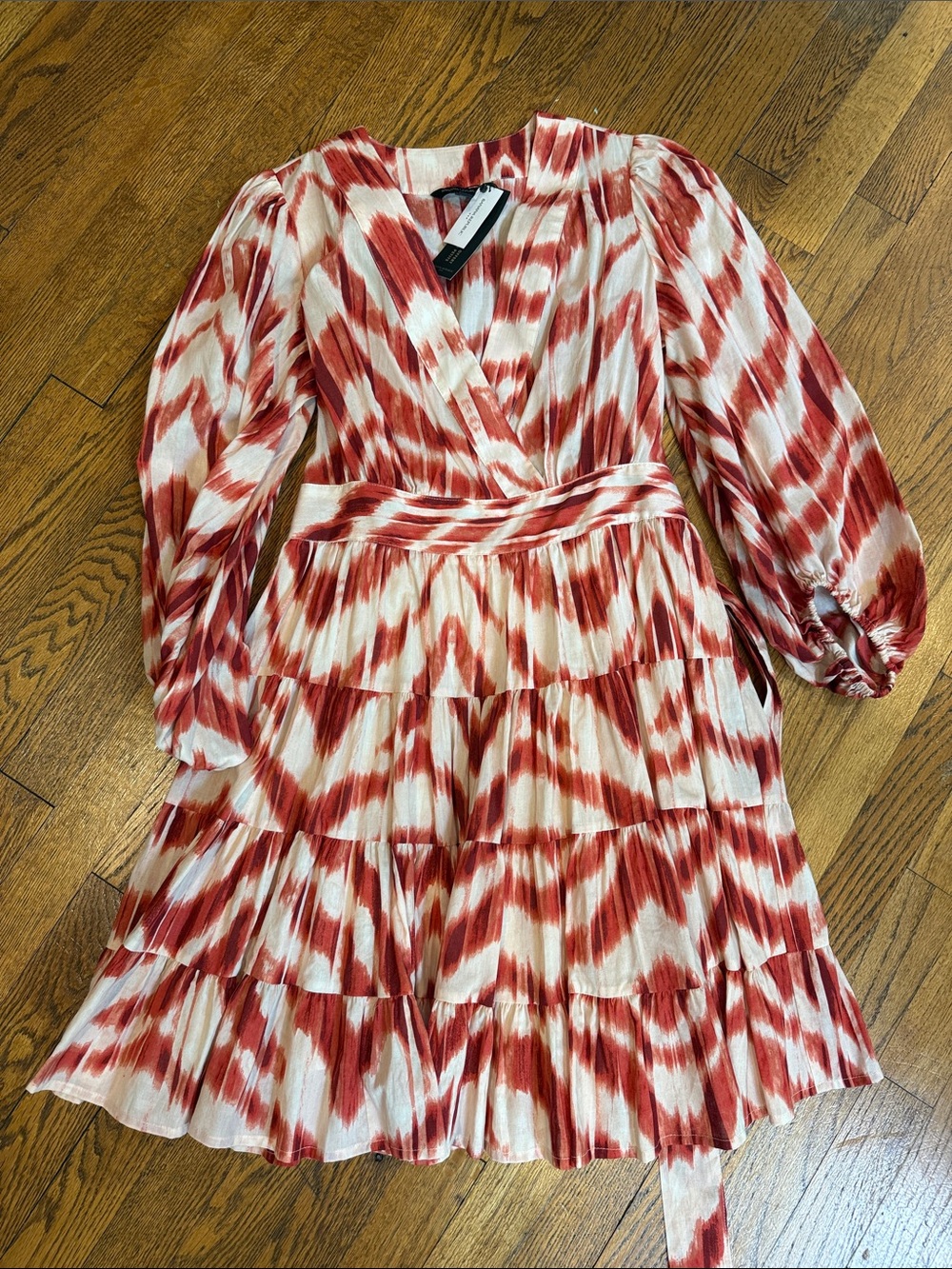 Banana Republic Cream & Coral Printed Wrap Dress - Women